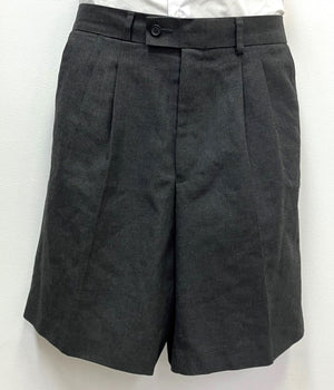 Charcoal Grey Melange Belt Loop Shorts - Plain Front (No Pleats) - Mens & Youth -MSC