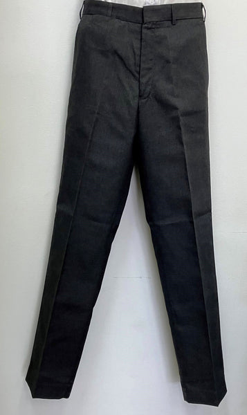 Charcoal Grey Melange Belt Loop Trousers - Plain Front (No Pleats) - Mens & Youth - MSC